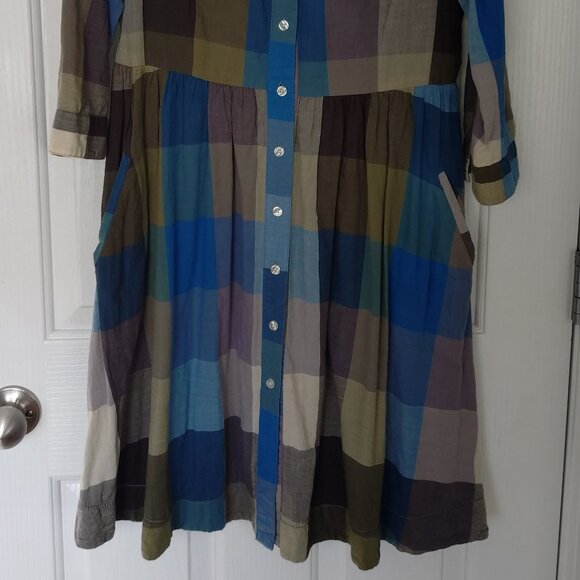 Anthropologie Blue and Green Plaid Dress - Picture 5 of 7